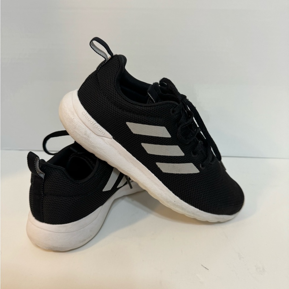 ADIDAS Lite Racer Cloudfoam Kid's Size 3 Black White Running Sneakers Shoes